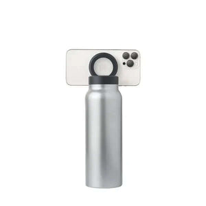 Water bottle with MagSafe phone holder, designed to keep your device securely attached while you stay hydrated, offering convenience and hands-free use during activities.