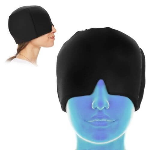 Cold therapy migraine relief cap for soothing pain and tension, designed to provide targeted cooling relief to help alleviate migraines, headaches, and sinus pressure.