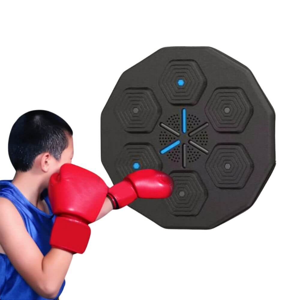 Music boxing training machine for fun and effective workouts, designed to combine boxing exercises with music to enhance cardio, coordination, and reflexes during training.