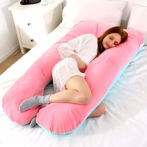 Huge and bendy pillow for pregnant women, 130x70cm, designed to provide full-body support, relieve pressure, and ensure comfort during sleep and rest throughout pregnancy.