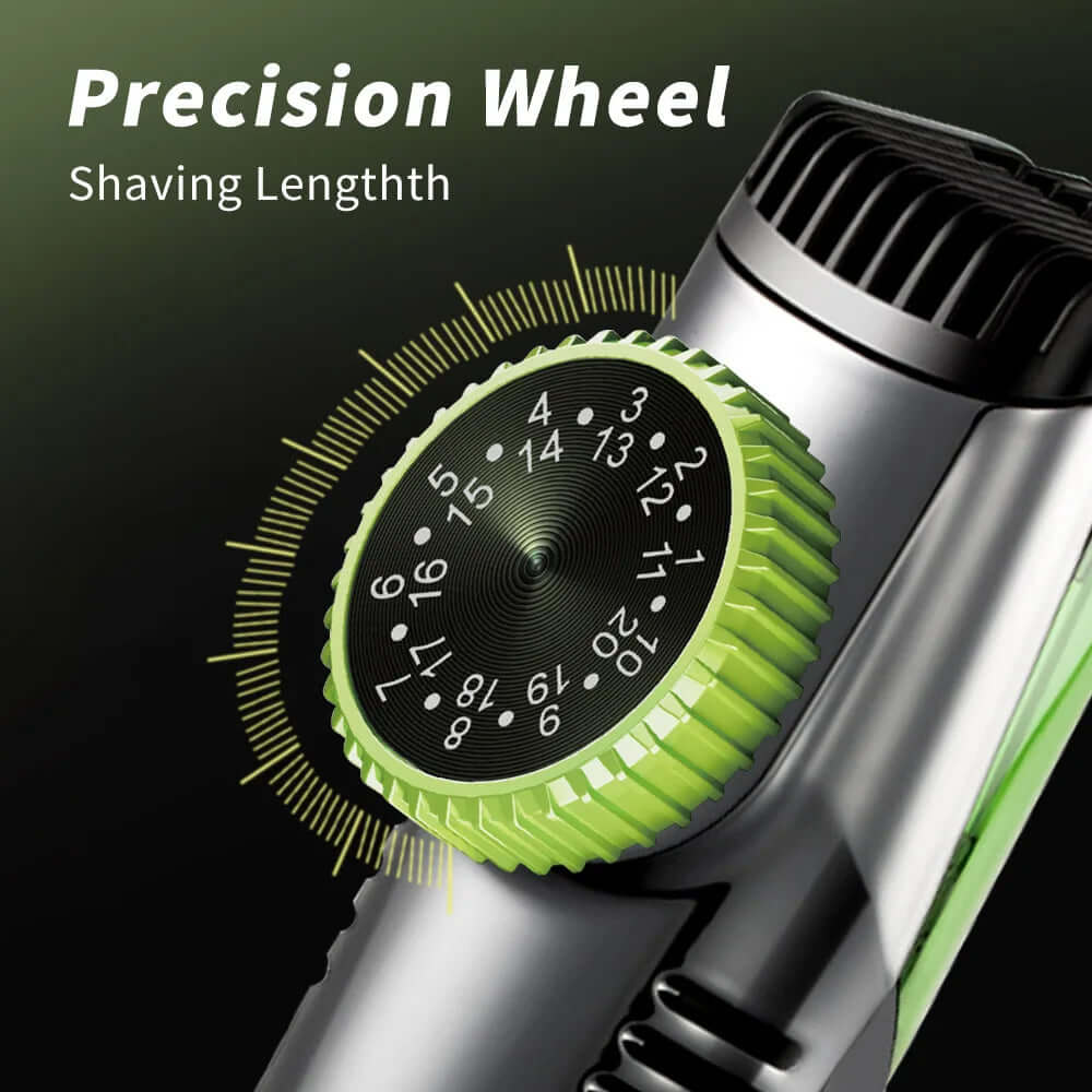 Vacuum beard trimmer for a clean, mess-free grooming experience, designed to trim facial hair with precision while capturing hair clippings in the built-in vacuum system.