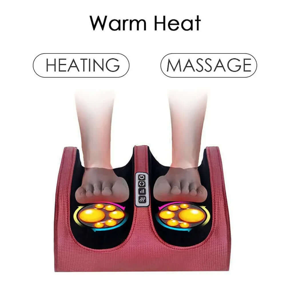 Electric kneading foot massager for deep relaxation, designed to soothe tired feet with kneading massage, heat therapy, and adjustable settings for a personalised experience.