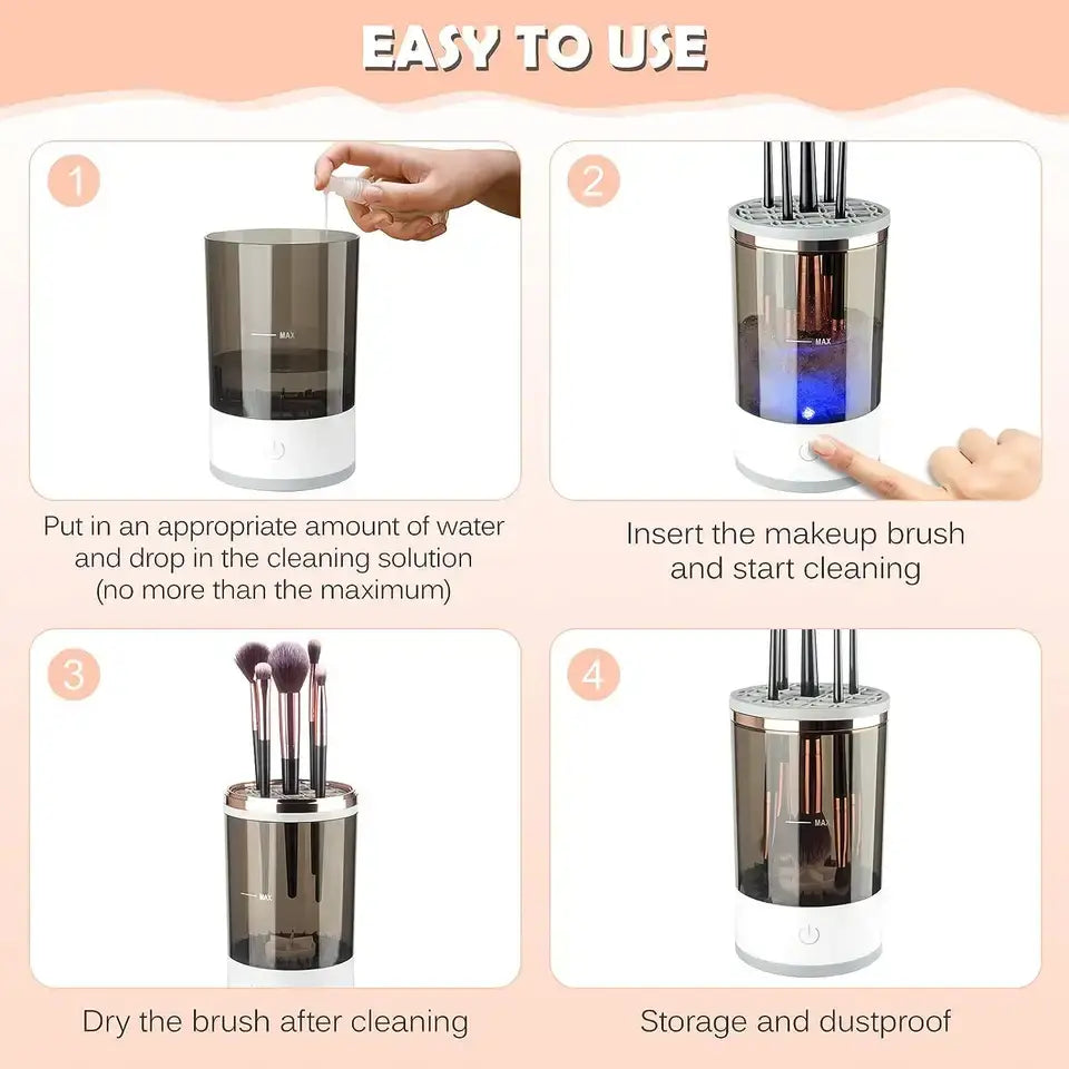 Automatic electric makeup brush cleaner for effortless cleaning, designed to quickly remove makeup residue and bacteria, keeping brushes fresh and ready for use.