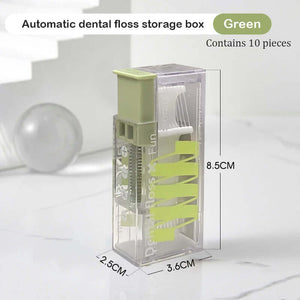 Dental floss dispenser for easy, tangle-free flossing, designed to keep floss neatly stored and ready for use, ensuring convenient and effective oral hygiene.