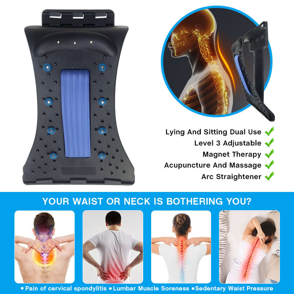 Adjustable back stretcher for relieving tension and improving posture, designed to provide targeted stretching and support to alleviate back pain and enhance flexibility.