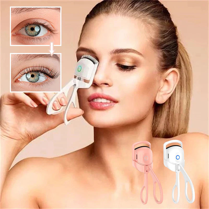 Portable electric heated eyelash curler for beautifully curled lashes, designed to provide a long-lasting, natural lift with gentle heat for a flawless look every time.