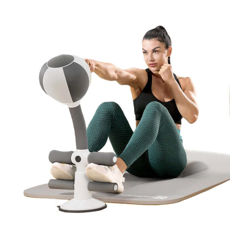 Sit-up boxing reflex trainer for a dynamic workout, combining core strengthening with boxing reflex training to improve fitness, coordination, and muscle tone.