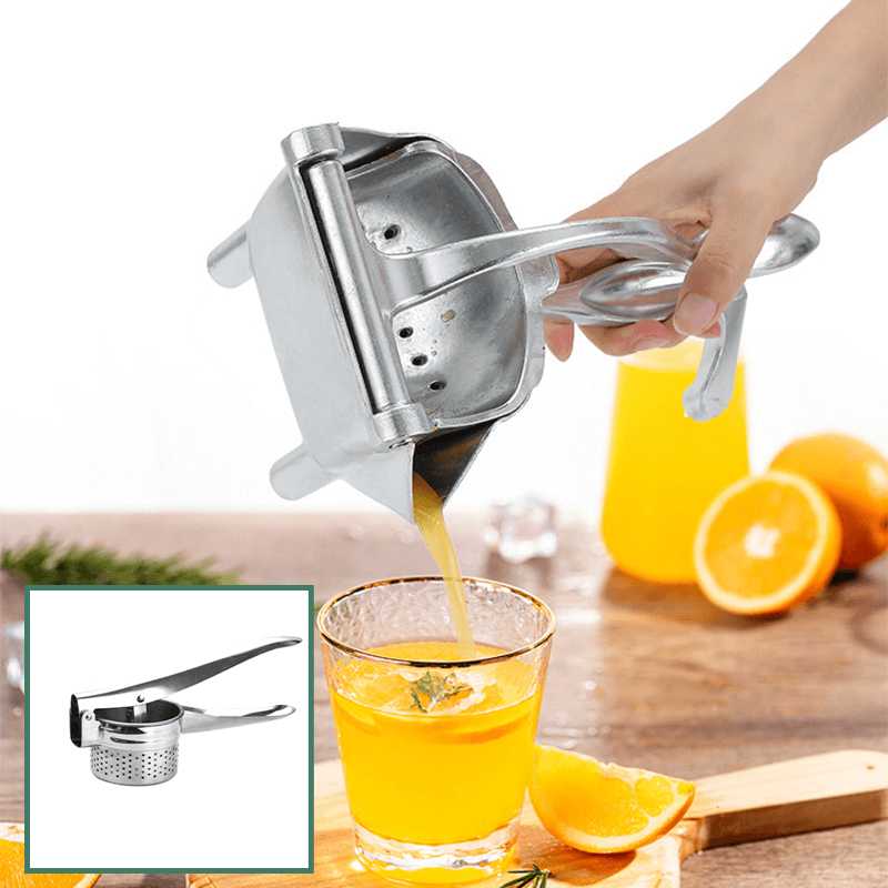 Manual hand citrus squeezer for effortless juicing, designed to extract maximum juice from lemons, limes, and oranges with minimal effort and mess.