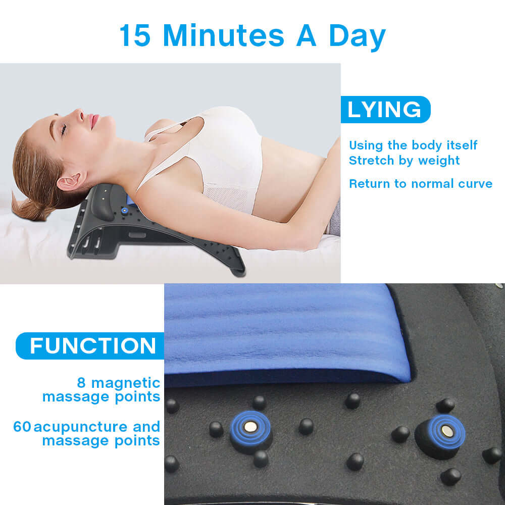 Adjustable back stretcher for relieving tension and improving posture, designed to provide targeted stretching and support to alleviate back pain and enhance flexibility.