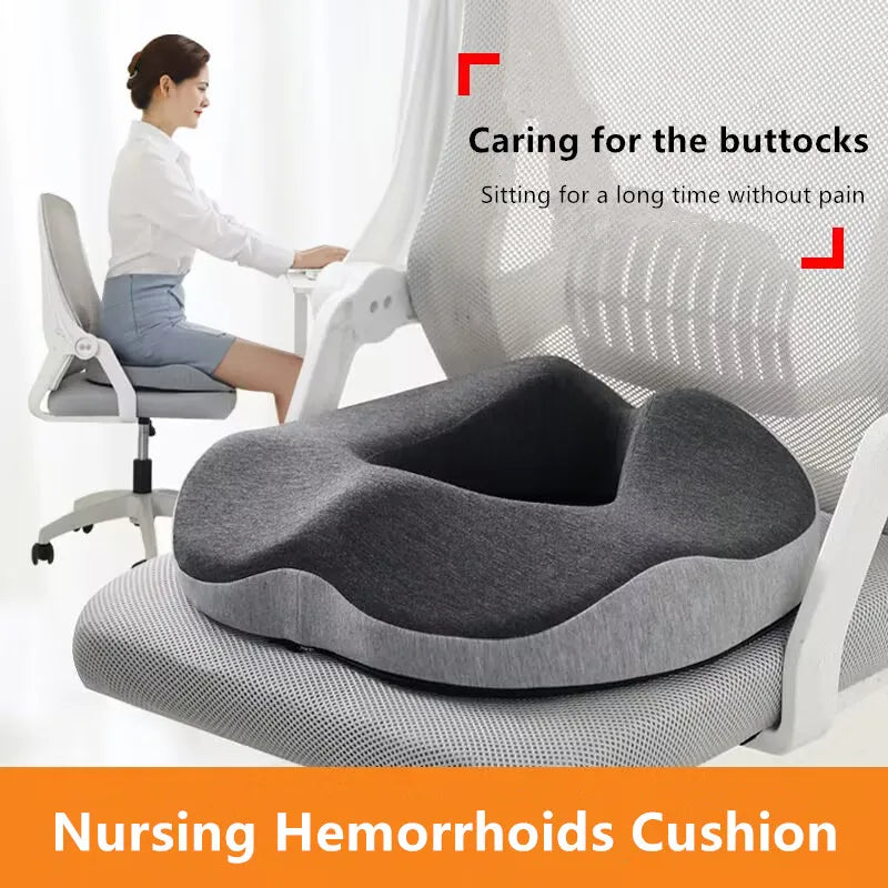 Ergonomic ring cushion for relieving pressure and discomfort, designed to provide support and comfort for sitting, ideal for hemorrhoid relief and post-surgery recovery.