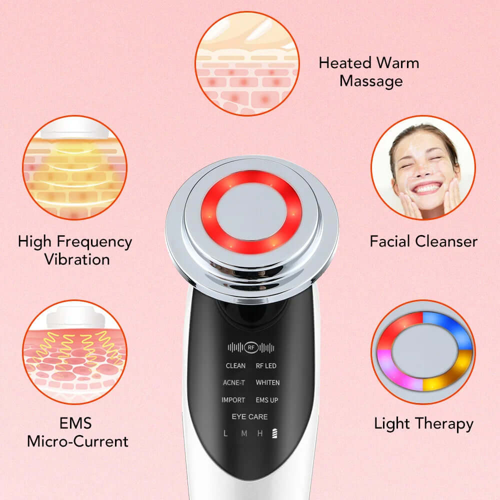 7-in-1 EMS face lifting device for rejuvenating and toning, designed to use advanced EMS technology to tighten skin, reduce wrinkles, and enhance facial contour.