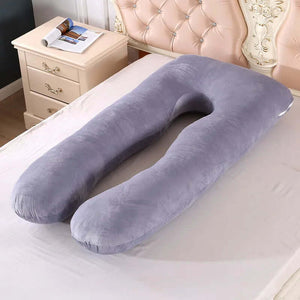 Huge and bendy pillow for pregnant women, 130x70cm, designed to provide full-body support, relieve pressure, and ensure comfort during sleep and rest throughout pregnancy.