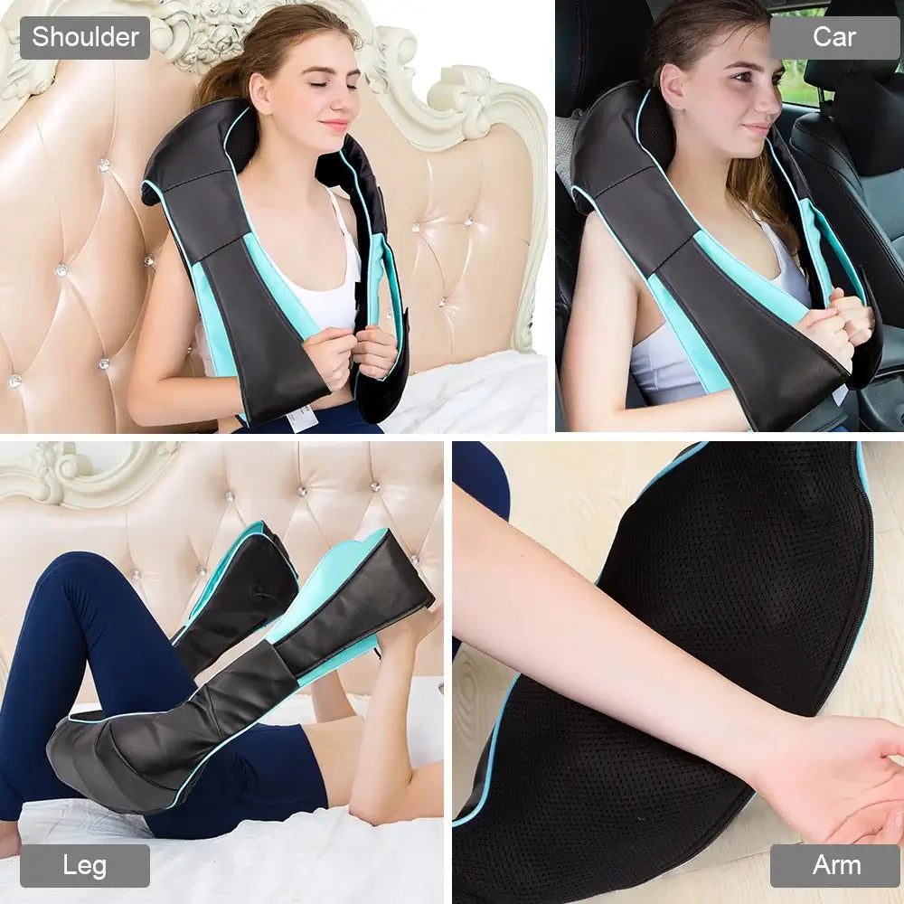 U-shaped electrical Shiatsu back, neck, and shoulder massager for soothing relief, designed to target tension and provide a relaxing, therapeutic massage experience.