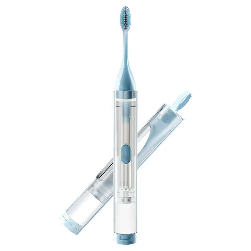 Portable 3-in-1 toothbrush for on-the-go oral care, combining a toothbrush, toothpaste dispenser, and storage in one compact design for convenience and hygiene.