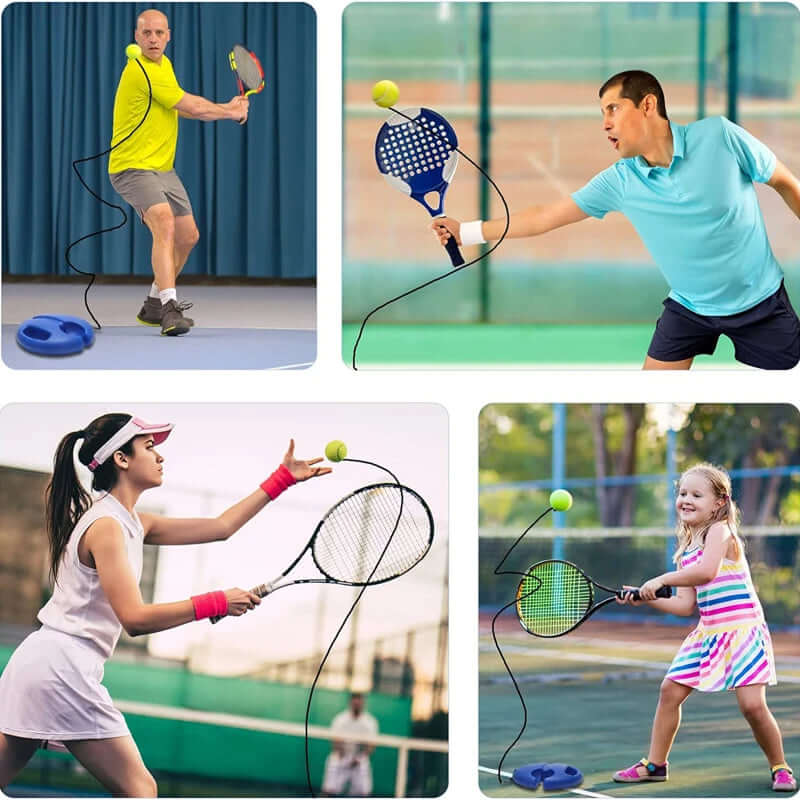 Tennis ball rebound trainer for improving reflexes and hand-eye coordination, designed to provide a dynamic workout while enhancing your tennis skills and fitness.