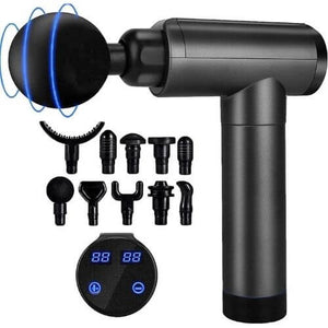 Massage gun for deep tissue muscle relief, designed to alleviate soreness, improve circulation, and enhance recovery with adjustable intensity settings.