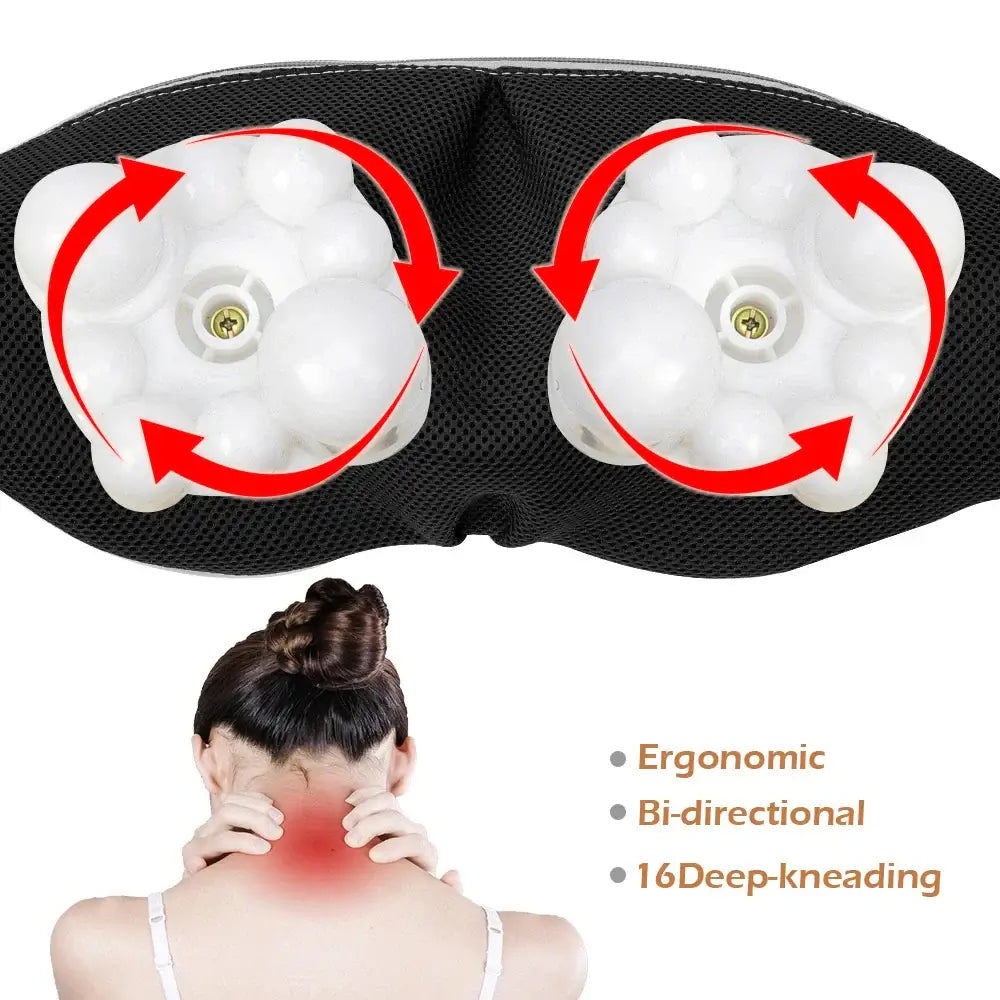 U-shaped electrical Shiatsu back, neck, and shoulder massager for soothing relief, designed to target tension and provide a relaxing, therapeutic massage experience.